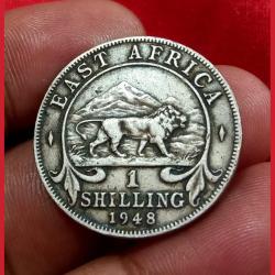 Alternative view of EAST AFRICA British Colony Cu/Ni 1 SHILLING Year 1948 King GEORGE-VI **SCARE** Collectable Grade.