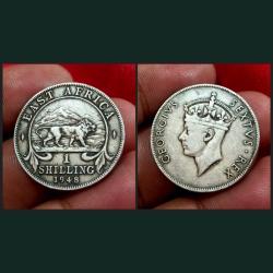 EAST AFRICA British Colony Cu/Ni 1 SHILLING Year 1948 King GEORGE-VI **SCARE** Collectable Grade.