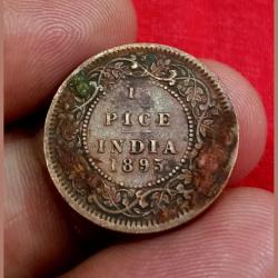 British India 1/2 Pice Year 1895 Victoria Empress in High Collectable Grade.