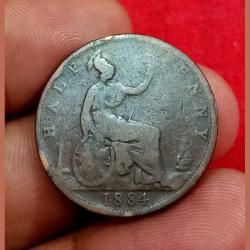 Alternative view of GREAT BRITAIN 1/2 PENNY Year 1884 QUEEN VICTORIA **RARE** Collectable Grade.