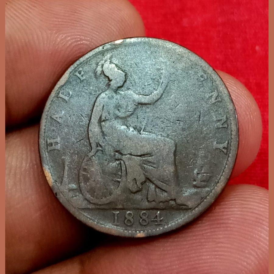 GREAT BRITAIN 1/2 PENNY Year 1884 QUEEN VICTORIA **RARE** Collectable Grade. - Image 2