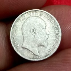 Alternative view of British India Silver 2 ANNA'S Year 1907 King EDWARD-VII in Collectable Grade.