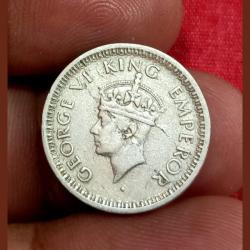 Alternative view of British India Silver 1/4 Rupee Year 1944 King GEORGE-VI in Collectable Grade.