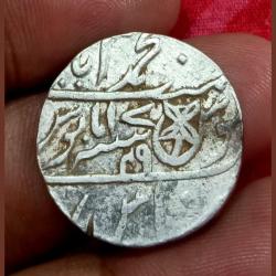 Alternative view of PRESIDENCY SHAH ALAM-II Silver FISH 🐟 Rupee AH 1229 RY- 49 AWADH BANARAS Mint **SARE** Collectable