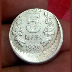5 Rupees Cu/Ni VERTICAL OFF CENTER Error in Collectable Grade.