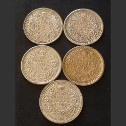 Alternative view of Collection King George Vl 5 Different Years 1/4 ₹ Quarterly Rupee Date Details  1940/42