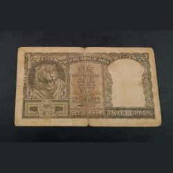 Alternative view of 2 Rupees Old Big FAFRA Issue P.C BHATTACHARYA Half Tiger 🐯 OLIVE GREEN **RARE** Collectable Grade.