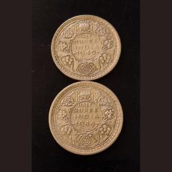 Lahore Mint King George Vl 2 different 1945/44 half rupee original guarantee excellent condi