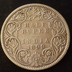 Alternative view of Victoria. Queen half. Rupee. scare Weight 6 gm original guarantee excellent condition.