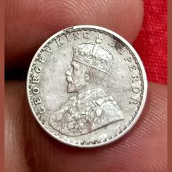 Alternative view of British India Silver 2 ANNA'S 1917 King GEORGE-V in High Collectable Grade.