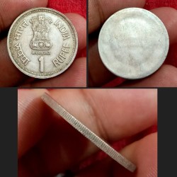 1 Rupee Cu/ni 1991 Commonwealth Parliamentary Conference Bombay Uniface Error Ex-rare Top Grade.