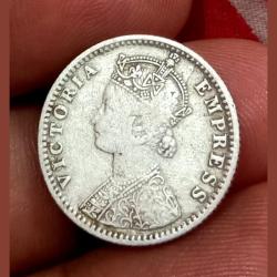 Alternative view of British India Silver 1/4 Rupee Year 1888 VICTORIA EMPRESS **VERY SCARE** Collectable Grade.