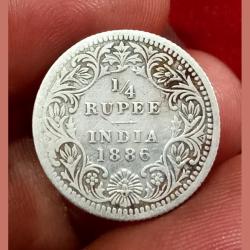 British India Silver 1/4 Rupee Year 1886 VICTORIA EMPRESS **VERY SCARE** Collectable Grade.