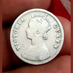 Alternative view of British India Silver 1/4 Rupee Year 1876 QUEEN VICTORIA **VERY RARE** Collectable Grade.