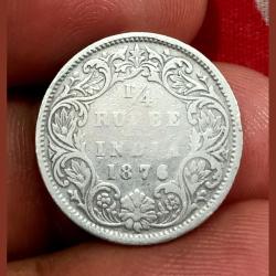 British India Silver 1/4 Rupee Year 1876 QUEEN VICTORIA **VERY RARE** Collectable Grade.