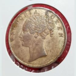 Alternative view of British India Silver Rupee 1840 "EAST INDIA COMPANY" Victoria CONTINUOUS LEGEND **RARE** AUNC Grade