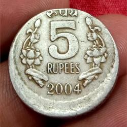 5 Rupees Cu/Ni Year 2004 KOLKATA Mint OFF CENTER Error **V.RARE** Collectable Grade.