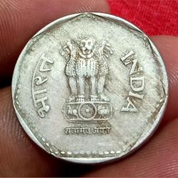 Alternative view of 1 Rupee Cu/Ni 19 Major LAMINATION Error in Collectable Grade.