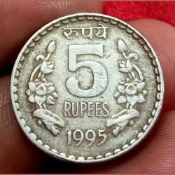 Alternative view of 5rs Cu/Ni 1995 Major LAMINATION Error in Collectable Grade