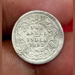 British India Silver 2 ANNA'S 1892 VICTORIA EMPRESS in Collectable Grade.