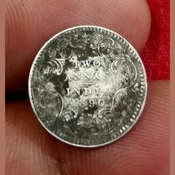 British India Silver 2 Anna's 1890 Victoria Empress in Collectable Grade.