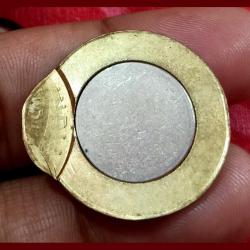 Alternative view of 10 Rupees Major OFF CENTER with MULTIPLE STRIKES Error in UNC Grade.