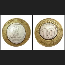 10rs FIRST Issue 2008 MISALIGNED INNER DISC OFF CENTER “MAD” Error **V. RARE** Collectable Grade.