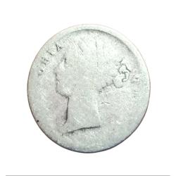 Alternative view of British India Silver 2 ANNA'S 1841 EAST INDIA COMPANY Divided Legend Victoria **RARE** Poor Grade