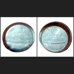 50 Paisa Fss Year 2001 KATORI CAPPED REVERSE BROCKAGE/LAKHI Error **V. RARE** UNC Grade.