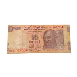 10 Rupees Previous Gandhi Series Signature RAGHU RAM RAJAN Year 2016 Telescopic Serial Numbers "00" Prefix SHIFTING Error **RARE** Used Condition.