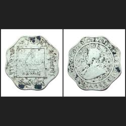 British India 4 ANNA'S Cu/Ni Year 1920 CALCUTTA Mint GEORGE-V **V. SCARE** Used Condition.