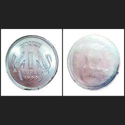 One Rupee Fss Corn Theme Year 1999 Calcutta Mint REVERSE UNIFACE Error in Top UNC Grade.