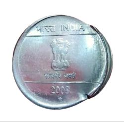 Alternative view of One Rupee MUDRA Series 2008 Hyderabad Mint DIE SHIFT & PARTIAL BROCKAGE Error **RARE** UNC Grade.
