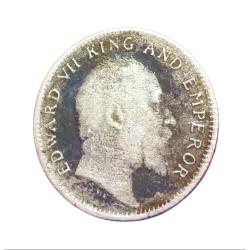 Alternative view of British India Silver 1/4 Rupee Year 1906 King EDWARD-VII in Used Condition.