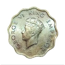 Alternative view of British India ONE ANNA Cu/Ni Year 1939 King GEORGE-VI Calcutta Mint in UNC Grade with Mint Luster