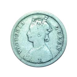 Alternative view of British India Silver 1/4 Rupee Year 1874 BOMBAY Mint QUEEN VICTORIA **RARE** Collectable Grade.