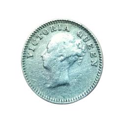 Alternative view of British India Silver 2 ANNA'S Year 1841 "EIC" Queen CONTINUOUS LEGEND **V. RARE** High Grade.