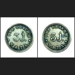 ONE DRACHM "3J" Weight Scale 'W & T. A' Both Sides Same **SCARE** Collectable Grade.