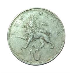 UNITED KINGDOM Cu/Ni 10 NEW PENCE Year 1974 Queen Elizabeth-II High Grade.