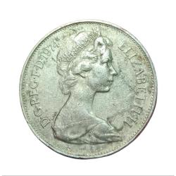 Alternative view of UNITED KINGDOM Cu/Ni 10 NEW PENCE Year 1974 Queen Elizabeth-II High Grade.
