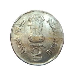 Alternative view of 2 Rupees Cu/Ni COMMEMORATIVE Issue "Error Date" 1996 NETAJI Subhash Chandra Bose with LAMINATION Error **VERY RARE** High Collectable Grade.