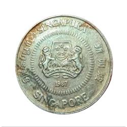 Alternative view of SINGAPORE Cu/Ni 50 CENTS Year 1987 FLORAL Theme "Wee Kin Wee" High Collectable Grade.