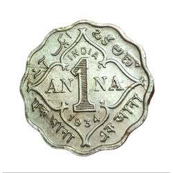 British India One Anna Cu/ni Year 1934 King George - V Scare Very High Grade