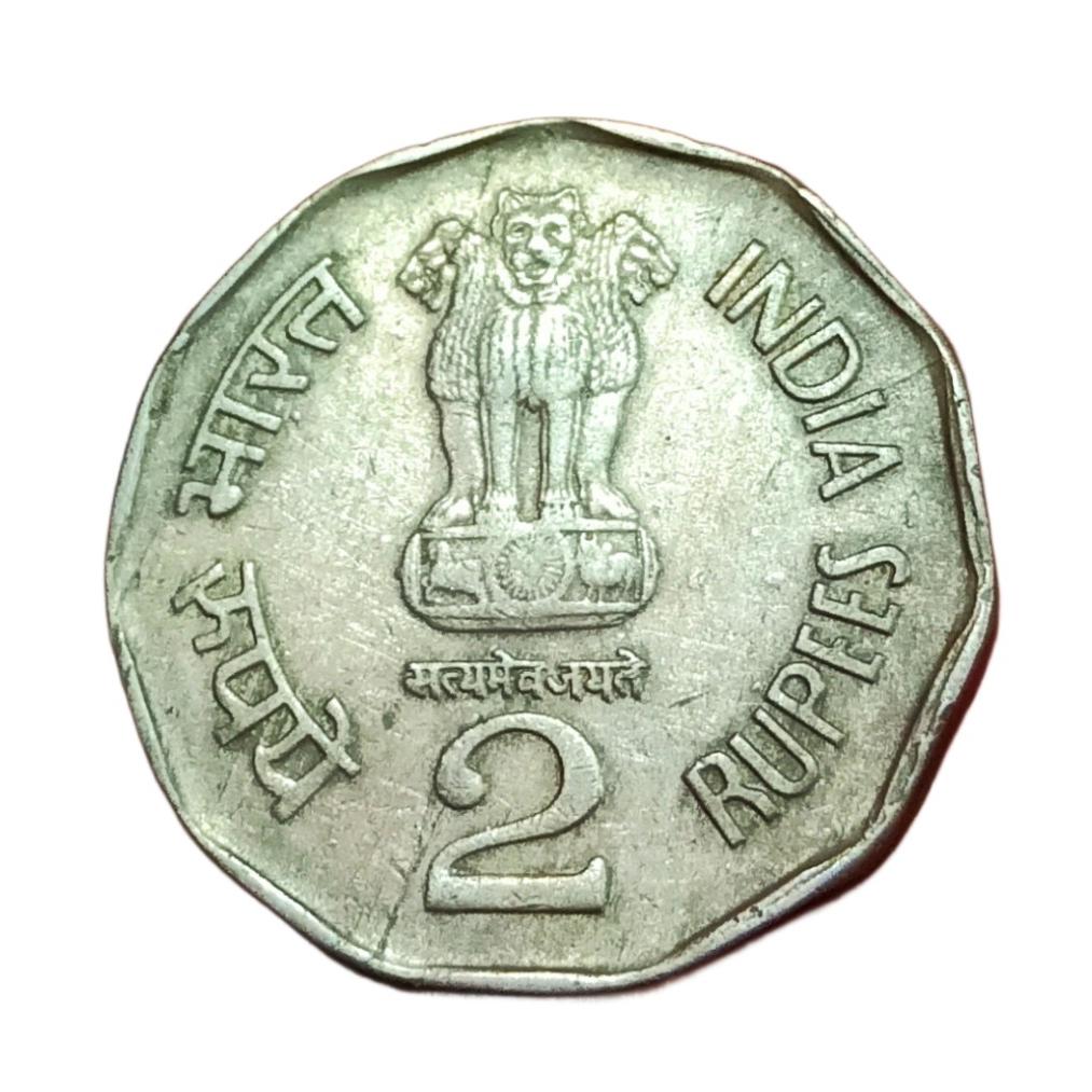 2 Rupees Cu/Ni COMMEMORATIVE Issue SHIVAJI "Hyderabad Mint" LAMINATION Error Collectable Grade. - Image 2