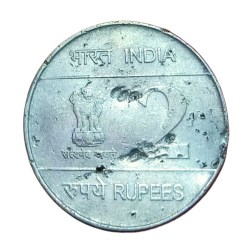 Alternative view of 2 Rupees Fss COMM. Issue Year 2007 AIRFORCE Calcutta Mint **V. RARE** Poor Grade