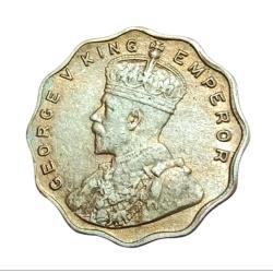 Alternative view of British India One Anna Cu/ni Year 1919 King George-vscare High Collectable Grade