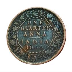 British India ONE QUARTER ANNA Year 1900 VICTORIA EMPRESS **SCARE** Collectable Grade