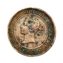 Alternative view of CEYLON Copper 1/2 CENT Year 1891 Small Size QUEEN ELIZABETH **RARE** High Collectable Grade.