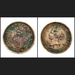 CEYLON Copper 1/2 CENT Year 1891 Small Size QUEEN ELIZABETH **RARE** High Collectable Grade.