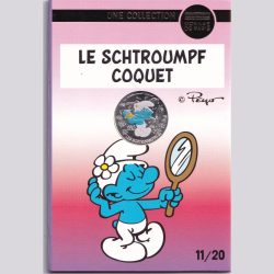 France 10 Euro (Le Schtroumpf Coquet ) silver proof set foldar pack gem UNC